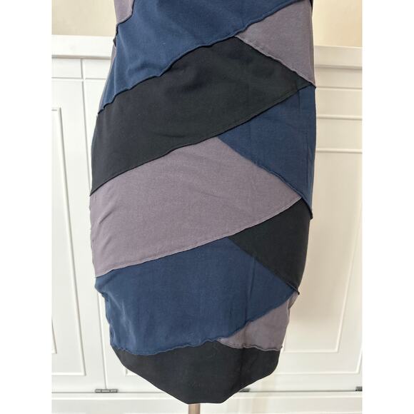 Free People Patchwork Sleeveless Bodycon Mini Dress Beaded Neckline Size L Boho - Picture 8 of 11